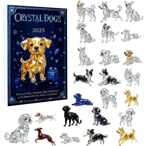 2025 Calendrier De L Avent Chien Décor en Acrylique 2D 24 Jours Compte à Rebours de Charme de Chien pour l'Avent pour Maison Arbre de Noël Rétroviseur Voiture Mur Fenêtre Porte (1/5)