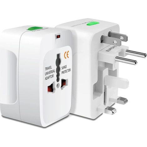 Adaptador de viaje universal para 150 países – Compatible con AU, UK, US, EU – Diseño enchufable para un uso sencillo. (1/5)