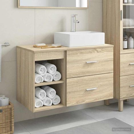 vidaXL Set di mobili per il bagno 2 pcs Rovere Sonoma