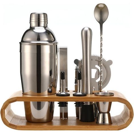 Cocktail Shaker - 750 Ml - Medidor 15 30 Ml - Muddler - Acero Inoxidable - Para Bar En Casa Y Profesional - Set De 10 Piezas (1/5)