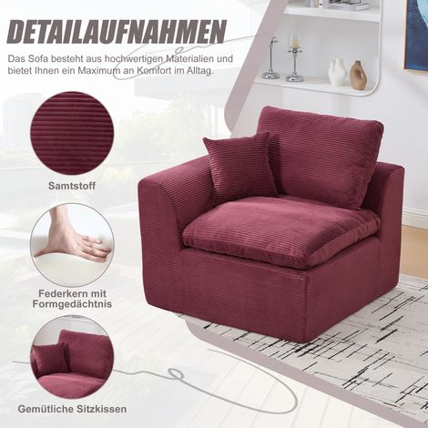 Canapé moderne minimaliste tissu,1 place,doux avec coussin,style nordique,idéal en duo pour le salon-Ha