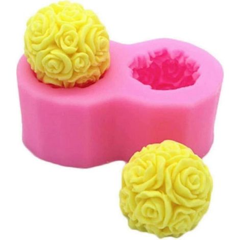 Moule à bougie en silicone, moule à bougie d'aromathérapie en forme de boule de rose 3D pour barre de lotion, bombe de bain, crayon de cire, papier polymère, argile Fimo, cadeau d'artisanat (11,1 5). (1/5)