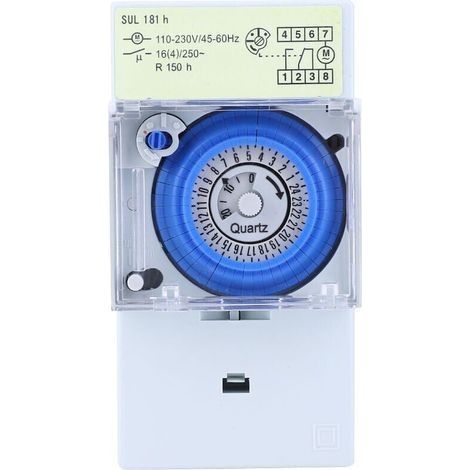 181h Minuterie mécanique, minuterie à quartz 24 heures,horloge modulaire,interrupteur relais, 110230VAC 16A (1/4)