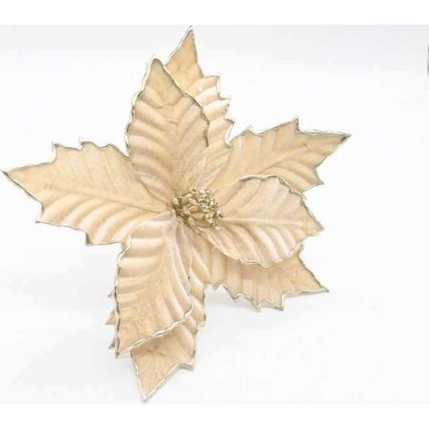 Fiori per albero di Natale - Stella di Natale Champagne Stella di Betlemme su spiga H 28 cm Fi 20 cm