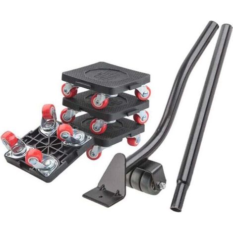 Déplace Meubles, roulettes pour Meubles Lourd, Chariot de Transport pour Meubles, roulettes Pivotantes 360° et Barre de Levage, Capacité de Charge Jusqu'à 400 kg