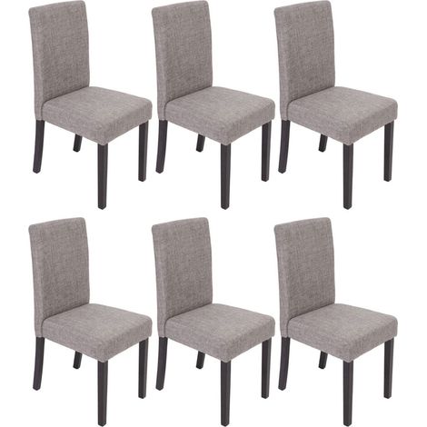 [NON UTILIZZATO] Set 6x sedie Littau tessuto soggiorno cucina sala da pranzo 43x56x90cm grigio piedi scuri