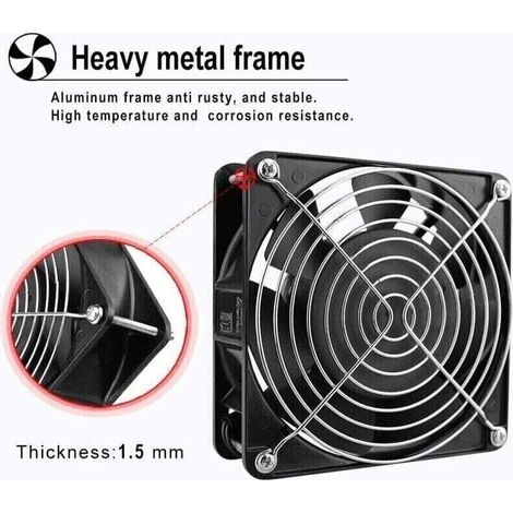 Ventilateur axial pour boîte de cheminée Insérable Haute température Pales en métal Silencieux Universel 120 x 120 x 38 mm (1/4)