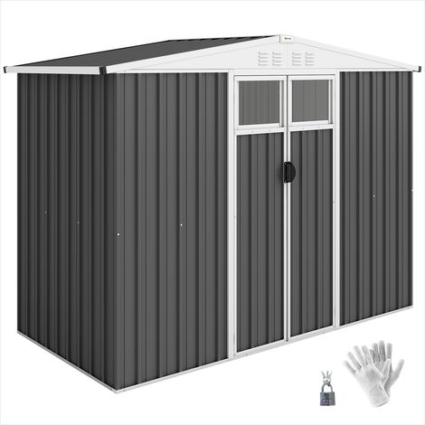 Abri de jardin métal 2,46 m portes verrouillables 4 évents (1/5)