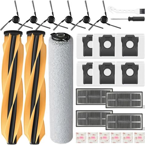 27 Stück Zubehör für Mova Z60 Ultra Roller Complete Saugroboter, 1 Roller Wischtücher, 2 Hauptbürsten, 4 Filter, 6 Staubbeutel, 6 Seitenbürsten, 6 Flach-Duftstein, 1 Reinigungsbürste (1/5)