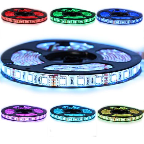 Kit de cinta profesional 5050 - 60 leds/m - 1m, 2.5m, 5 o 10 metros a elegir - RGB anti-salpicaduras (IP65) | Control remoto del controlador: No está incluido - Longitud: 10 metros (2x5m) - Transformador: Incluyendo una caja especial de metal de 10 metros (1/5)