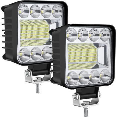2 PCS Phare de Travail LED 12V 132W 4'' ,Spot d'extérieur, Projecteur LED Étanche IP67 pour Voiture Camion Tracteur SUV Bateau - Spot Flood Feux Antibrouillard LED (1/4)