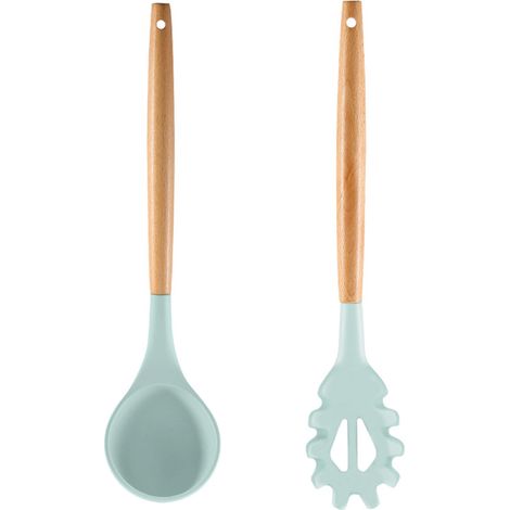 Ensemble Ustensiles Cuisine - Silicone Alimentaire Et Manche En Bois - Résistant Chaleur 250°C - Pour Casseroles Antiadhésives - Lot De 2 Pièces (1/5)