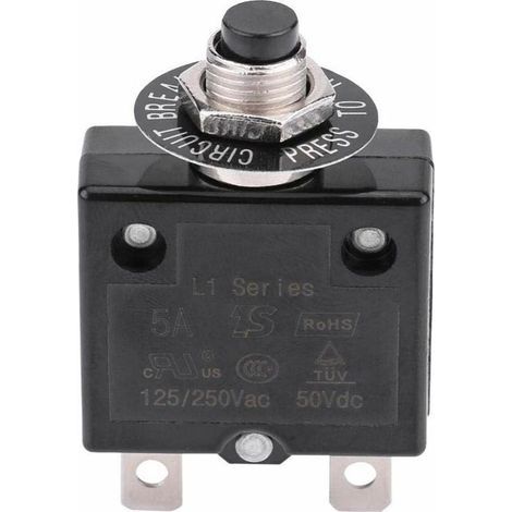Disjoncteur 15A Interrupteur thermique de réinitialisation en option. 125-250V AC 50V DC Disjoncteur à bouton-poussoir de protection contre les surcharges de courant (1/5)