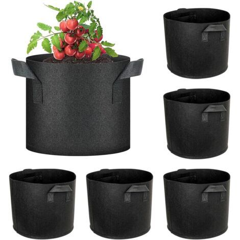 Sacs de Plantation, Lot de 6 Sac à Plantes 30L en Non Tissé Pots pour Tomates, Fraises, Poivrons, Carottes - 7 Gallons Noirs (1/5)
