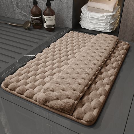 Tapis de bain marron, 40x60cm, tapis de bain absorbant pour la maison, tapis de porte de douche, séchage rapide. (1/5)