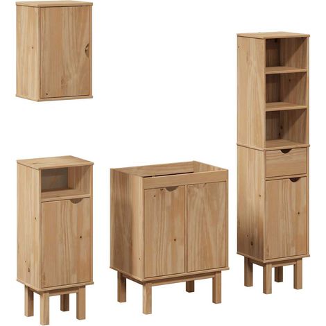 Maison Exclusive - 4-tlg. Badmöbel-Set OTTA Massivholz Kiefer
