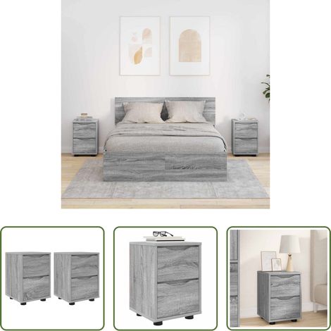 Table de chevet gris - Tables de chevet 2 pcs Gris Sonoma 30,5 x 30 x 43 cm (1/5)