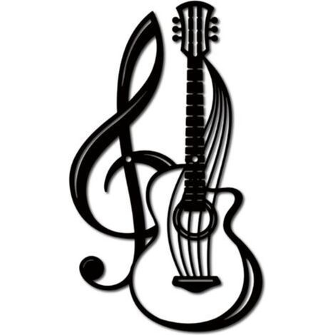 Décoration murale en métal, instruments de musique, guitare noire, ornement suspendu en fer, pour balcon, jardin, maison, salon, décoration intérieure et extérieure