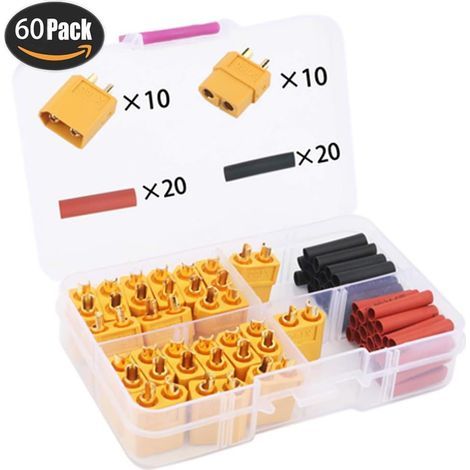 20 conectores XT-60, conectores de batería XT-60, para baterías Lipo RC, 10 conectores macho y 10 conectores hembra (XT-60) (1/5)