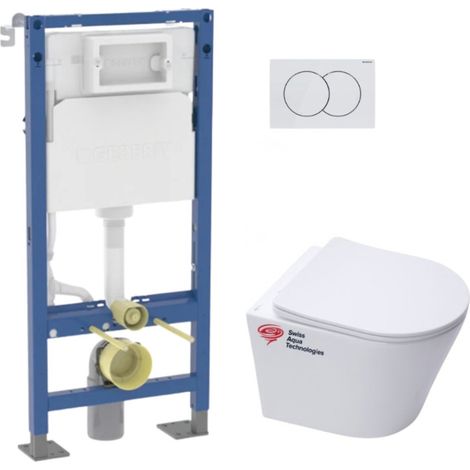 Pack DUOFIX Selbststehendes Vorwandelement + WC SAT Infinitio ohne Spülrand + Softclose Sitz + Betätigungsplatte (1/5)