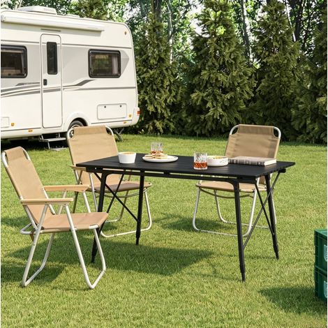 Mesa de jardín plegable regulable en altura 120 x 68,5 cm de aluminio negra DESVIAE (1/5)