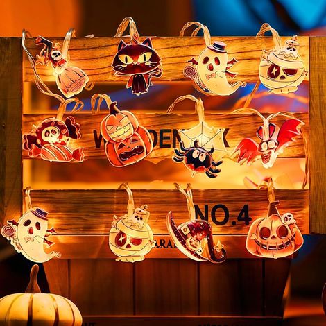 3M Halloween Fairy Lights 20 LED Battery Operated and 8 Modes - Pumpkin and Ghost for Indoor Party Decoration (1/5)