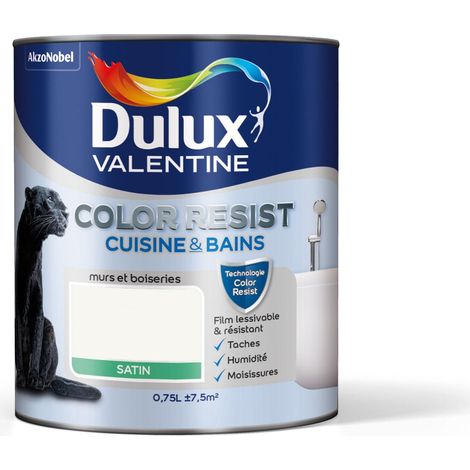 Peinture Color Resist Cuisine & Bains Satin Blanc 0,75 L - Dulux Valentine