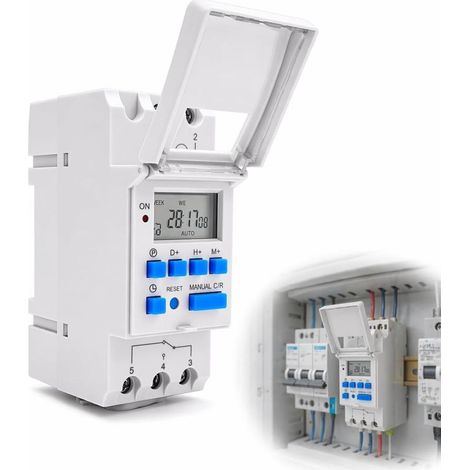 Horloge programmable modulaire rail DIN minuterie numérique LCD 220V (1/5)