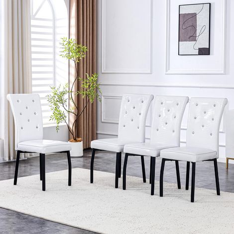 Lot de 2 chaises similicuir crocodile rétro noir et blanc boucle cristal salle à manger (1/5)