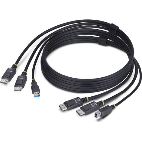 StarTech.com Câble KVM Double DisplayPort de 1,8m et USB 5Gbps, 4K 60Hz, Câble Combo DP 1.2 et USB pour Commutateurs/Switchs KVM à Deux Moniteurs (1/4)