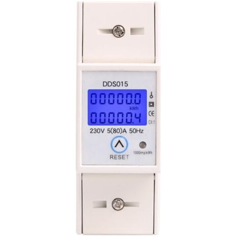 Compteur d'énergie numérique, écran LCD rétroéclairé, wattmètre monophasé 5-80 A 230 V 50 Hz, montage sur rail DIN pour la mesure de l'énergie électrique-AquaForge (1/5)