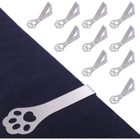 Lot de 10 supports de nappe pour table épaisse, griffes de chat, en acier inoxydable, résistantes aux intempéries, clips de nappe pour table de jardin, restaurant, table de famille, table de (1/5)