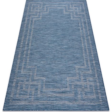 Teppich SISAL PATIO 3071 griechisch flach gewebt dunkelblau / beige blue 155x220 cm