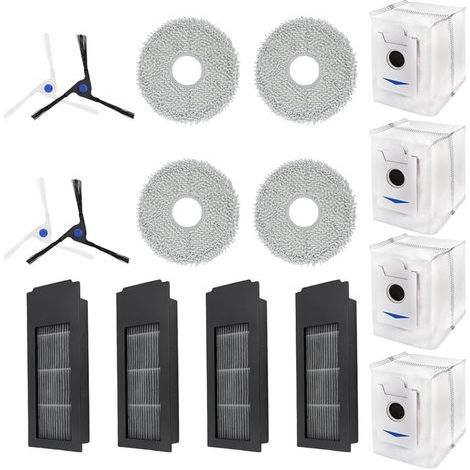 Lotto di 16 sacchetti per la polvere HEPA di ricambio per aspirapolvere Ecovacs Deebot X2/X2 Omni / X2pro / DEX86, 4 spazzole laterali, 4 filtri HEPA, 4 panni e 4 sacchetti per la polvere (1/4)