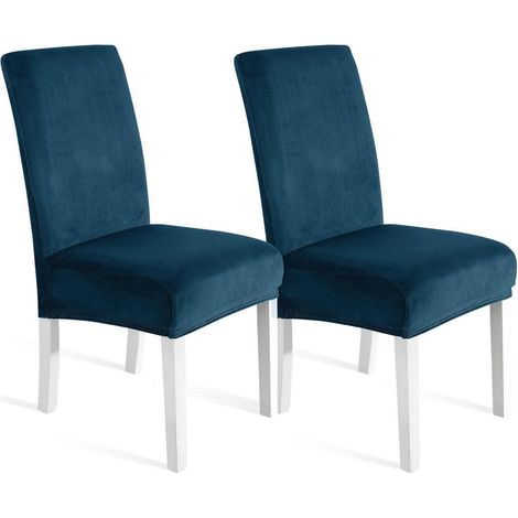 Samt Stuhlhussen 2er Set, universell, dehnbar, waschbar, türkis (1/5)