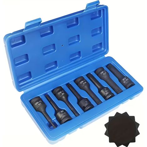 8 pièces douille à chocs M1/2 à profil cannelé 12 pans, douille pour clé à chocs pneumatique, kit clé à douille embouts de vissage, outillage mécanique automobile (1/5)