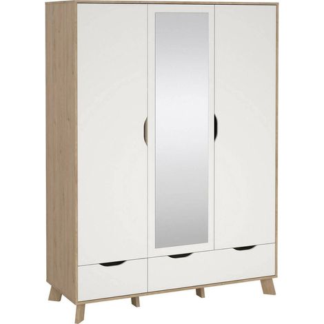 Dmora - Guardaroba 2 ante Christiana, Mobile camera da letto, Cabina armadio portabiti, Armadio appendiabiti, 147x58 h201 cm, Rovere e Bianco
