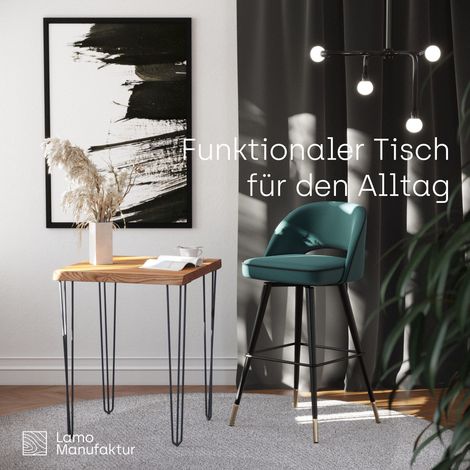 LAMO Manufaktur Table haute de bar ou bistrot, table è manger pour le salon 60x60x76 cm (long. x larg. x haut.), Creative, Frène Foncé / Anthracite, LBB-01-A-004-7016Cr