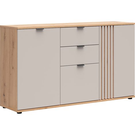 Ezra Cashmere y madera Aparador de 3 puertas y 2 cajones (1/5)