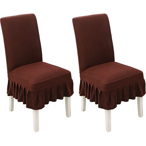 Lot de 2 housses de chaises de salle à manger, amovibles, lavables et résistantes aux taches, pour la maison et les restaurants, marron ambré