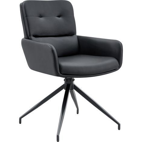 Table à manger ronde en verre trempé avec 2 chaises pivotantes 360°, design noir et transparent pour petit espace, style élégant – CHICFURN (1/5)