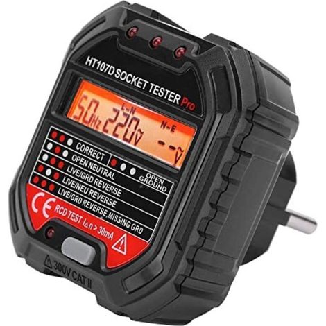 HT107D EU90-250V 45-65Hz Testeur de prise électrique Testeur de prise avec écran LCD (1/5)