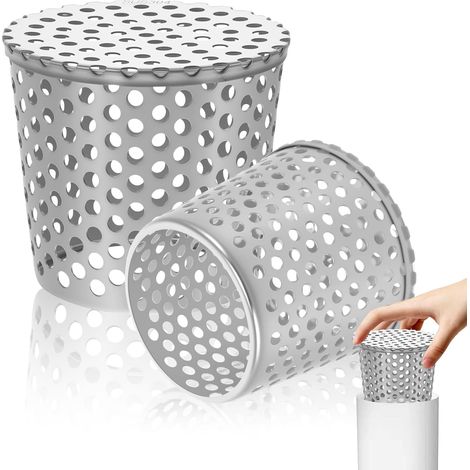 Lot de 2 Crapaudine de Gouttière, 75-90 mm en Acier Inoxydable, Protection Contre les Feuilles, Les Gouttières, les Tuyaux de Descente et les Canalisations (1/5)