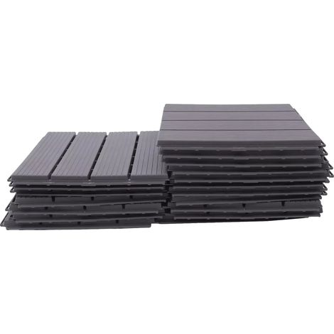 Baldosas entrelazadas para suelo, resistentes a la intemperie, fáciles de instalar, gris oscuro. (1/2)