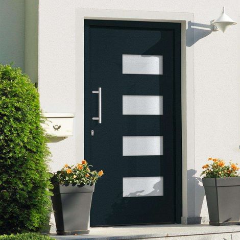 vidaXL Porte d'entrée Aluminium et PVC Anthracite 110x210 cm (1/5)