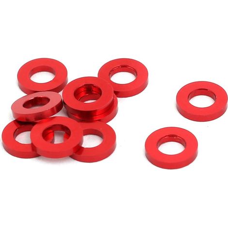 10 pièces 1mm Dicke M3 Aluminiumlegierung Flache Schutzblech Schraube Unterlegscheibe Rouge