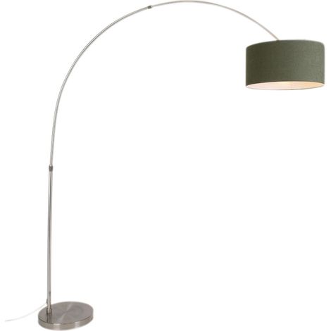 QAZQA Lampada da terra arco Satin - Moderno - Tessuto,Acciaio - Acciaio/Verde - Oblungo Max. 1 x Watt (1/4)