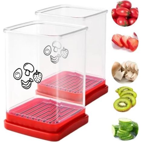 Trancheuse à Fruits - Non spécifié - 2 Pièces - Acier Inoxydable - Compact et Léger - Utilisation Sécurisée (1/4)