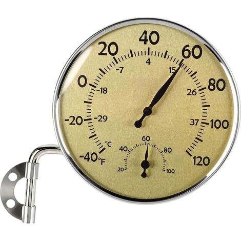 X47AK4406 Thermomètre hygromètre mural d'extérieur Style cuivre pour serre véranda Double écran 10,6 cm (1/5)