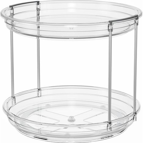 Porte-gobelets à café rotatif à 360°, adapté aux comptoirs et placards de cuisine  support de rangement en plastique pour tasses à café  porte-gobelets transparent à deux niveaux  (1/5)